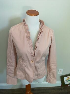 Talbots Pink Cotton Single Button Blazer